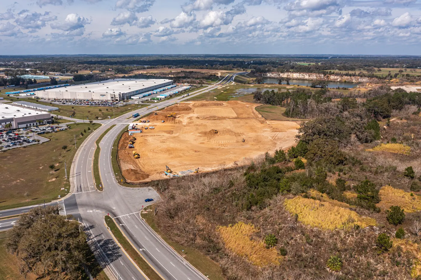 Visit 11 — Feb 13, 2025 — drone photo of construction progress at the Averitt freight service center construction site, Ocala FL