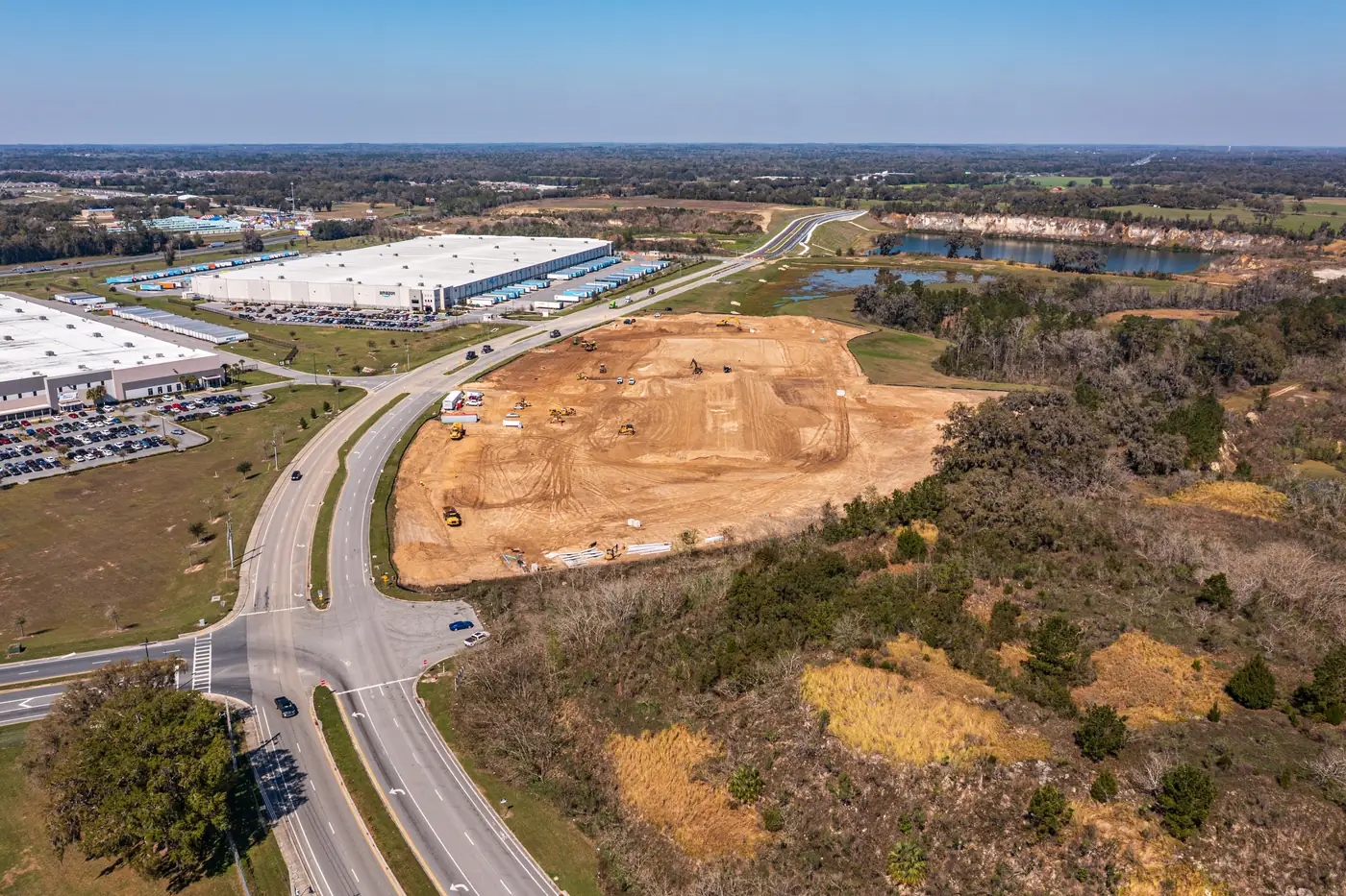 Visit 12 — Feb 26, 2025 — drone photo of construction progress at the Averitt cross-dock facility construction site, Ocala FL
