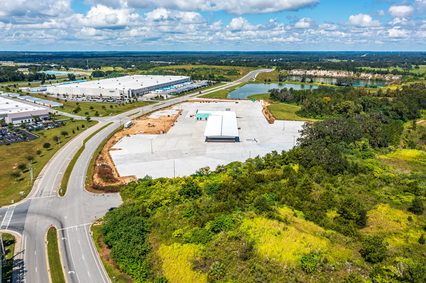Visit 26 — Sep 28, 2025 — drone photo of construction progress at the Averitt trucking service center construction site, Ocala FL