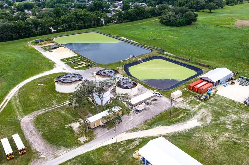Aerial drone photo of the Newberry wastewater treatment plant expansion site during pre-construction survey, Newberry, FL
