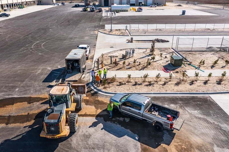 Aerial drone photo of the Old Dominion Freight Line terminal in Wildwood, FL — site overview showing full building footprint, visit 33, January 2025